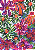 Colorful floral pattern with vibrant colors on a white background